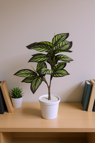 Artificial Green Leaves plant 2 branches Height 65 CM