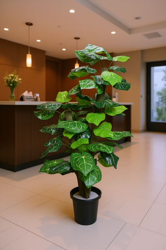 Artificial plant colored variegated croton leaves set of 3 plants  5 feet height