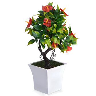 Artificial Calla Lilly Bonsai in Ruby Pot (Height : 26 cm)