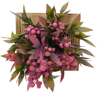 Artificial Green Wall Berries plant Hanging Panel (20 cm X 20 cm )