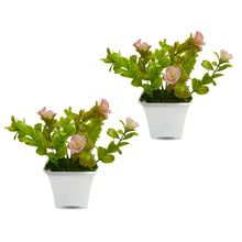 Artificial Flower Rubber Rose in Gamla Pot - Set of 2 - (Height : 15 cm)