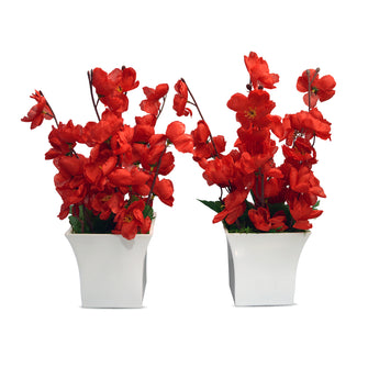 Artificial Flower Blossom in Ruby Pot - Set of 2 - (Height : 30 cm)