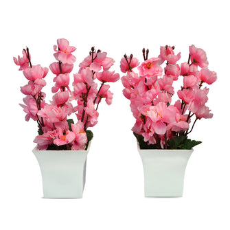 Artificial Flower Blossom in Ruby Pot - Set of 2 - (Height : 30 cm)