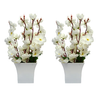Artificial Flower Blossom in Ruby Pot - Set of 2 - (Height : 30 cm)