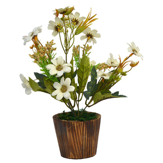 Artificial Flower Daisy in Round Wood Pot (Height : 30 cm)