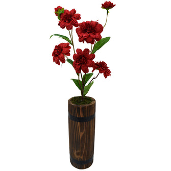 Artificial Camellia Japonica Stick in Wood Long Pot