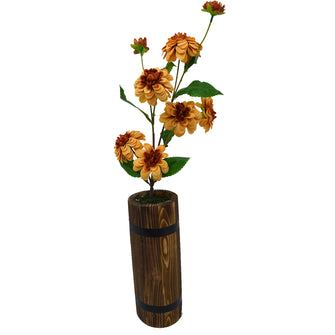 Artificial Camellia Japonica Stick in Wood Long Pot