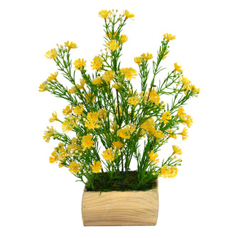 Artificial Flower Bush in Blossom Wood Pot( Height : 28cm / Width : 25cm)