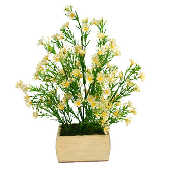 Artificial Flower Bush in Blossom Wood Pot( Height : 28cm / Width : 25cm)