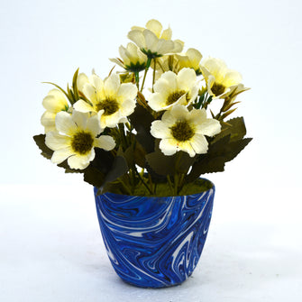 Artificial Chrysanthemum flower in Texture Pot (Height : 21 cm)