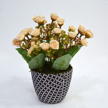 Artificial Hungarian Rose in Pot (Height: 18 cm)