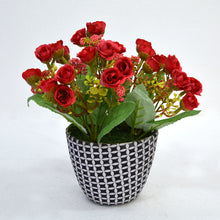 Artificial Hungarian Rose in Pot (Height: 18 cm)