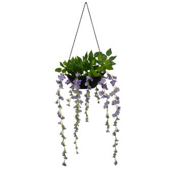 Artificial wisteria in hanging pot (Height : 70  X Width: 30 cm)