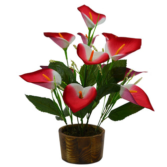 Artificial Flower Calla Lilly with wooden pot (