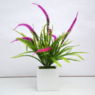 Artificial Fern Leaves Plant in white pot ( Height 44 cm )
