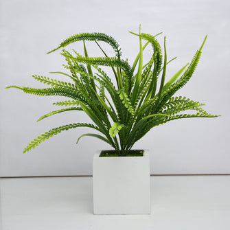 Artificial Fern Leaves Plant in white pot ( Height 44 cm )