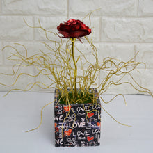 Artificial Golden Rose and Glitter for gifts in designer pot ( Height 26 cm )