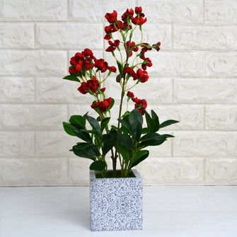 Artificial Apple Blossom Flowers Plant in designer pot ( Height 45 cm )