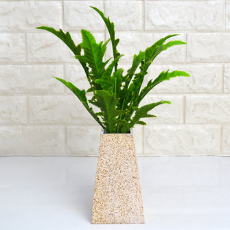 Artificial Spring Feather Leaves Plant in designer pot ( Height 30 cm )