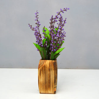 Artificial Beads leave plant in small wood pot ( Height 28 cm )