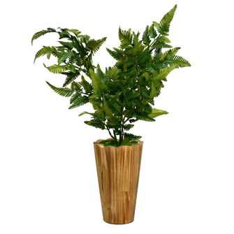 Artificial fern leaves  in long wooden Pot (Height 50 x width 25 cm)