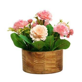 Artificial Flower in wooden round pot  (Height 20 x width 20 cm)