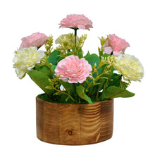 Artificial Flower in wooden round pot  (Height 20 x width 20 cm)