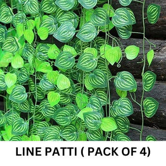 Artificial Garland Plant Leaf Creeper Wall Hanging (Length 6.5 Feet, Green) Pack of 4 Strings