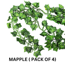Artificial Garland Plant Leaf Creeper Wall Hanging (Length 6.5 Feet, Green) Pack of 4 Strings