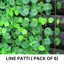 Artificial Garland Plant Leaf Creeper Wall Hanging (Length 6.5 Feet, Green) Pack of 6 Strings