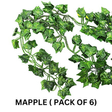 Artificial Garland Plant Leaf Creeper Wall Hanging (Length 6.5 Feet, Green) Pack of 6 Strings