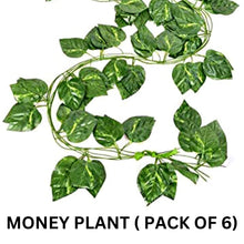 Artificial Garland Plant Leaf Creeper Wall Hanging (Length 6.5 Feet, Green) Pack of 6 Strings