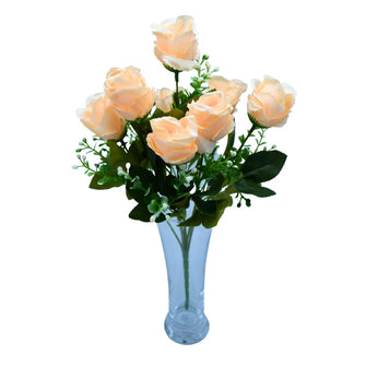 Artificial 9 Head Rose Bunch without pot (Height : 35 x Width : 20 cm)