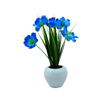 Artificial Flower Blossom Grass in Small Pot