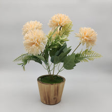 Artificial Flower Marigold in Wood Pot (Height : 25 x Width : 20 cm)