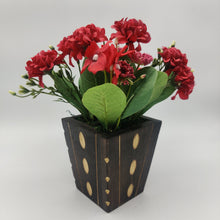 Artificial Carnation mix bunch in designer wood pot ( Height: 21 X Width : 18)