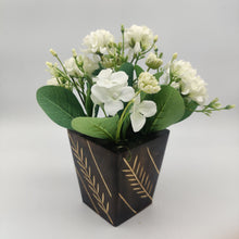 Artificial Carnation mix bunch in designer wood pot ( Height: 21 X Width : 18)