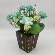 Artificial Carnation mix bunch in designer wood pot ( Height: 21 X Width : 18)
