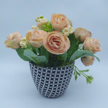 Artificial Rose flower bunch in designer pot (  Height : x 12 Width : 18 )