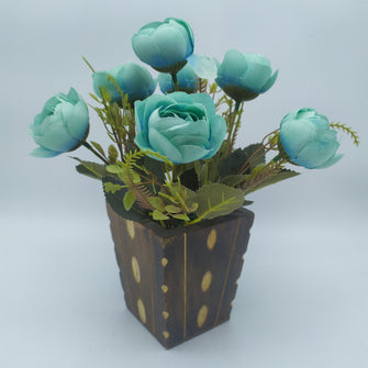 Artificial Pagoda flower in designer wood pot ( Height : 24 x Width : 16 )