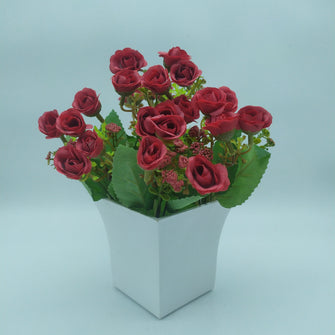 Artificial Hungarian rose flower in glass pot ( Height : 20 x Width : 15)