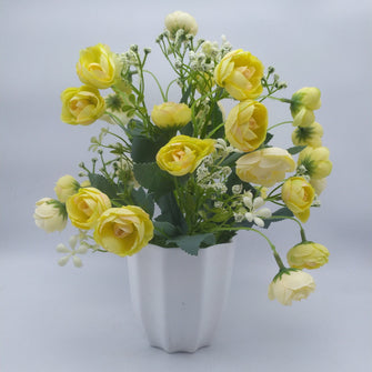 Artificial Tall Peony bunch in star pot ( Height : 30 x Width : 25 )