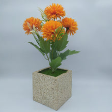 Artificial Marigold bunch in designer pot ( Height : 30 x Width : 12)
