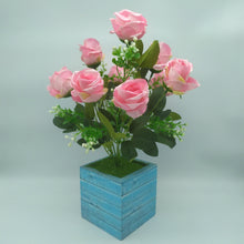 Artificial 7 Head Rose bunch in Designer Pot ( Height : 36 x Width : 15 )