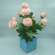 Artificial 7 Head Rose bunch in Designer Pot ( Height : 36 x Width : 15 )