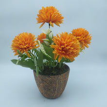 Artificial Marigold flower in designer plastic pot ( Height :24 x Width : 16 )