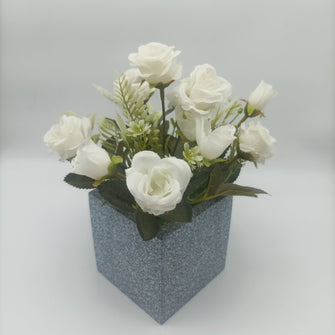 Artificial Rose flower in granite texture pot ( 22 x Width 14)