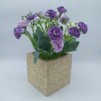 Artificial Lady banks rose bunch in designer pot ( Height : 26 x Width : 14 )