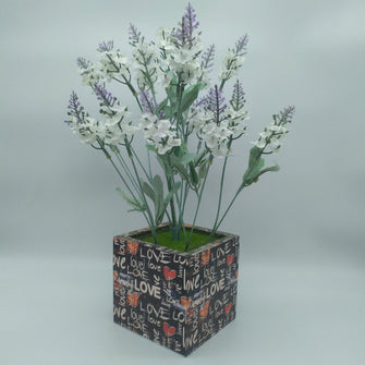 Artificial Mini hydrangea in designer pot (Height : 34 x Width : 14 )