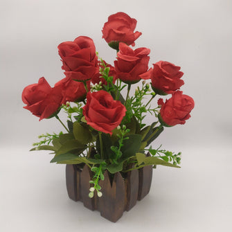 Artificial Rose in Comb pot ( Height : 30 x Width : 16 )